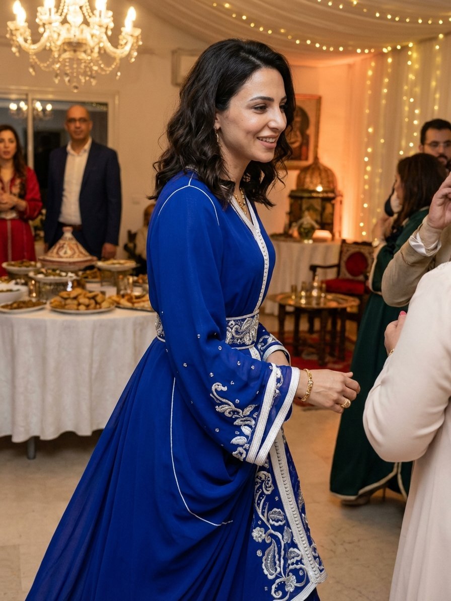 Caftan marocain bleu royal – Élégance et tradition
